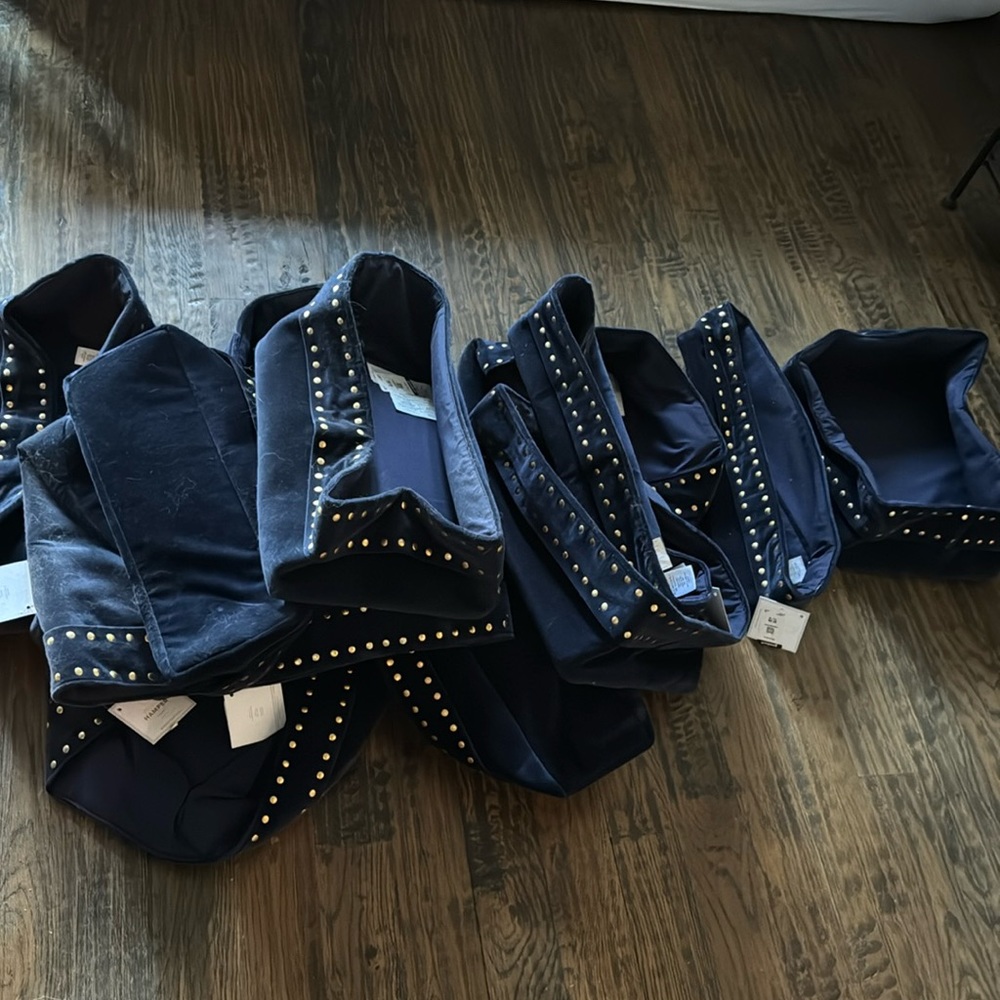 Pottery Barn velvet caddy’s.